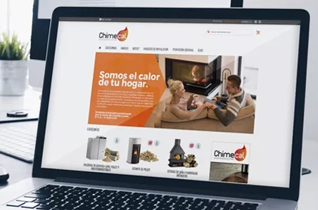 Desarrollo tienda on-line Chimecal: Empresa dedicada a la venta de chimeneas y productos afines. 