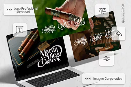 Desarrollo Imagen corporativa Martín Diego Cigars: Identidad corporativa, marca profesional, diseño web