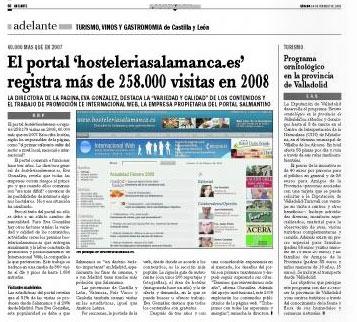 El portal  'hosteleriasalamanca.es' registra más de 258.000 visitas en 2008 